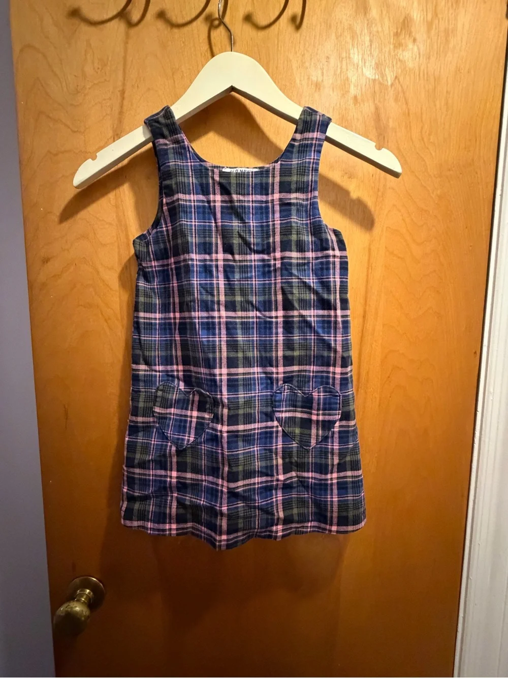 Girls Old Navy Navy and Pink Plaid Tank Dress